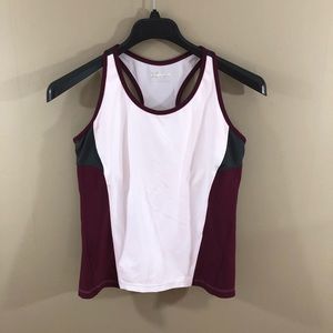 Xersion White/Maroon/Gray Workout Tank Top- L